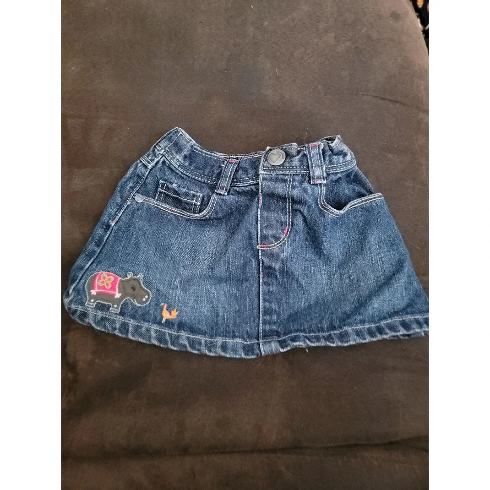 Gymboree batik summer hippo‎ jean skirt size 12 18 months